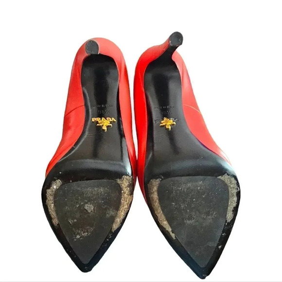 Prada Capretto Platform‎ Pumps Red Size 38.5 - Picture 9 of 15